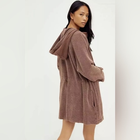 Free People Jacket Hood Pullover Sadie Surplus Fleece We The Free Brown Large M - Picture 2 of 7